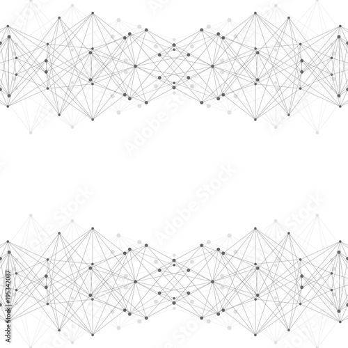 Geometric abstract background with connected line and dots. Structure molecule and communication. Scientific concept for your design. Medical, technology, science background. illustration.