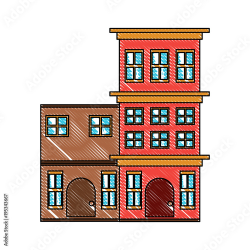 Residential houses over white background, colorful design. vector illustration
