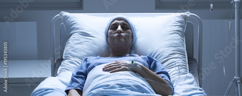 Photography Weak elderly woman with leukemia