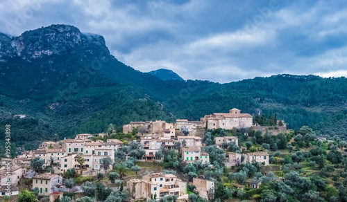 Deia a beautiful village in a remote valley in the Serra Tramuntana mountain range, Majorca (Mallorca), Balearic Islands, Spain. © Luis