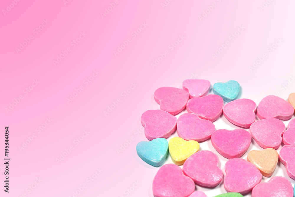 Closed up group of colorful love candy