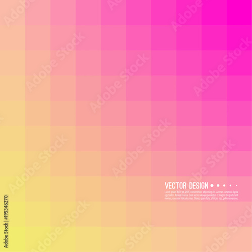 Abstract background with rhythmic overlapping squares. Transition and gradation of color. Vector blend gradient for illustrations, covers and flyer. Color yellow, pink, red.