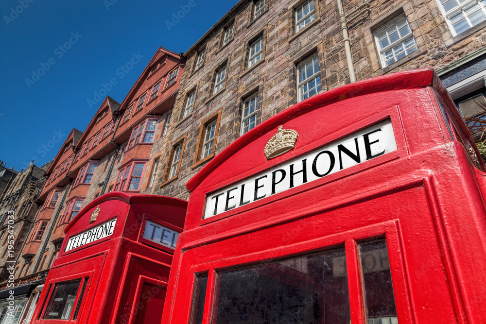 Red phone boots in Edinburgh, Scotland Red phone boots in Edinburgh, Scotland