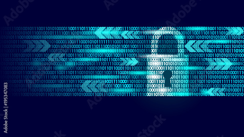 Digital lock guard sign binary code number. Big data personal information safety technology closed padlock. Blue glowing abstract web internet electronic payment vector illustration