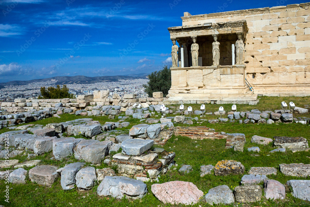 The temple of Erechtheio on Athenian Acropolis, Greece.