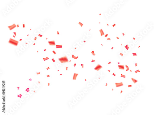 Fototapeta Naklejka Na Ścianę i Meble -  Vector Pink Tinsel Festival Confetti. Birthday, Christmas, New Year Party Celebration Firework Decor. Falling Down Fairy Festival Pink Foil Tinsel Vector Confetti. Modern Gift Voucher Border.