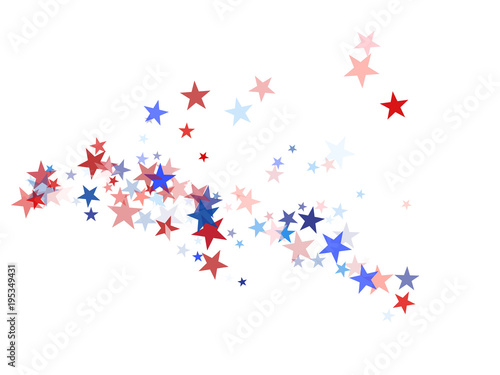 American Patriotic Deign, Vector Blue, Red, White Stars Confetti. Labor, Independence, Memorial Day, 4th of July Election Frame. American Patriotic Design, UK, Australia Freedom Falling Stars Texture.