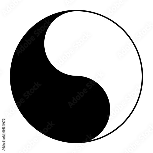 Yin yang symbol of harmony and balance. Flat style icon. Black on background vector illustration