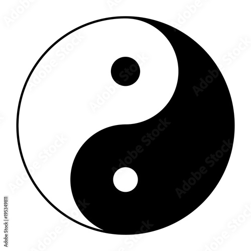 Yin yang symbol of harmony and balance. Flat style icon. Black on background vector illustration