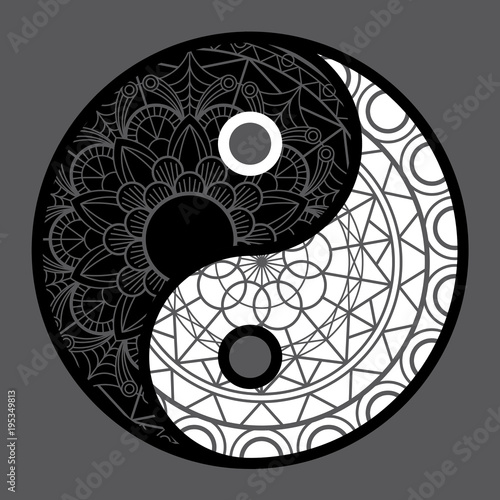 Yin yang symbol of harmony and balance. Flat style icon. Black on background vector illustration