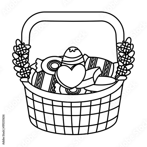 Basket with candies icon over white background, vector illustration