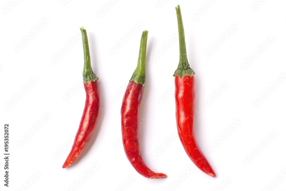 Red chili on a white background