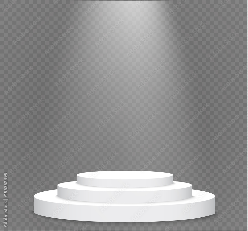 Beautiful podium on dark background with inscription.podium winners with bright lights.spotlight.lighting.vector illustration Beautiful podium on dark background with inscription.podium winners with bright lights.spotlight.lighting.vector illustration