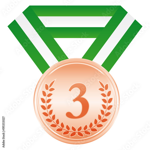 Bronze medal. 3rd place. Award ceremony. Vector icon.