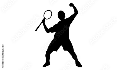 silhouette of the men's badminton male victory expression