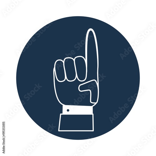 Hand silhouette with pointing finger. Vector direction sign