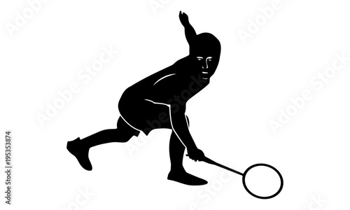 silhouette style badminton player in the game
