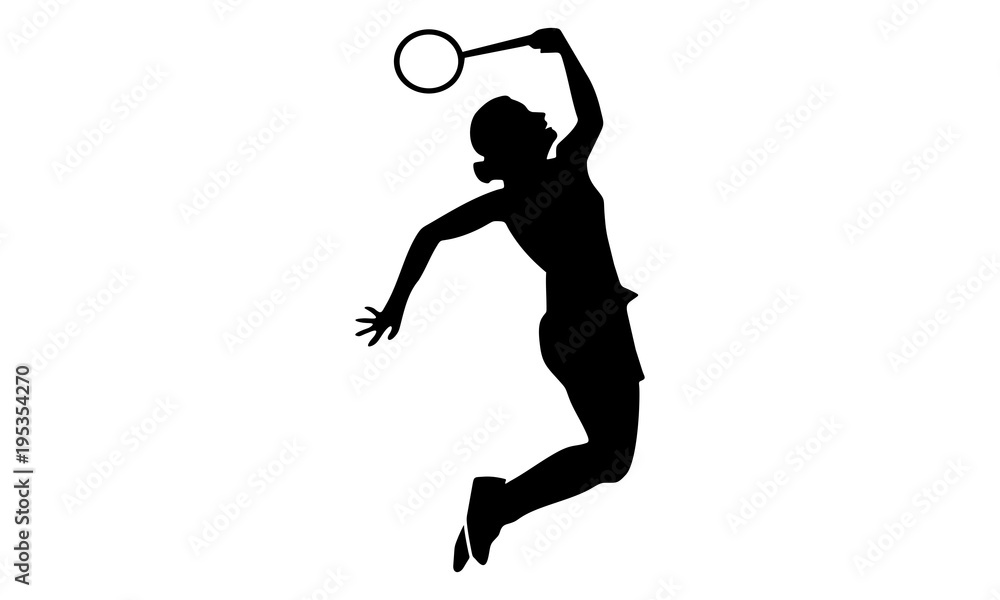 vector image of the female badminton silhouette vector image of the female badminton silhouette