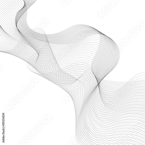 Abstract wave element for design. Stylized line art background. Vector illustration. Curved wavy line, smooth stripes.