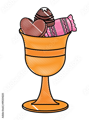 cup with candies over white background, colorful design. vector illustration