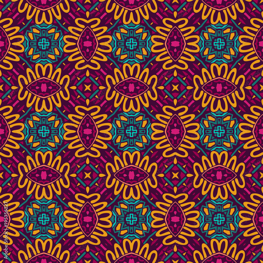 Abstract colorful tiles ethnic ornamental