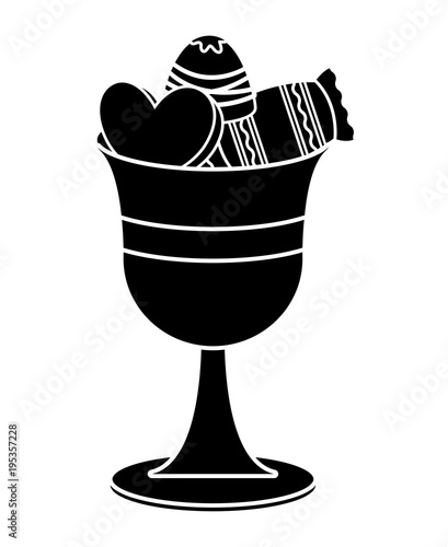 cup with candies over white background, vector illustration