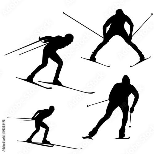 Silhouette of a skier on a white background