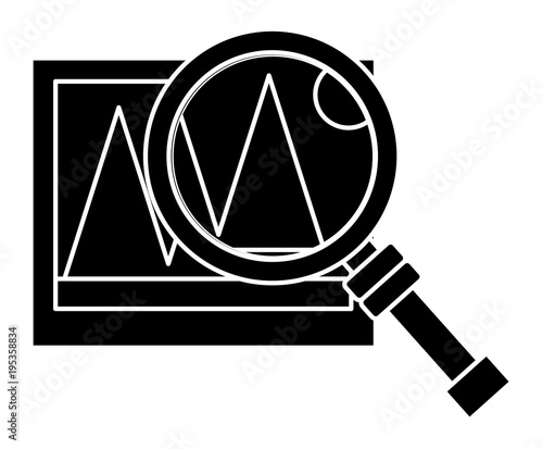 magnifying glass with Picture icon over white background, vector illustration