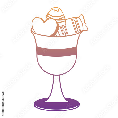cup with candies over white background, colorful design. vector illustration