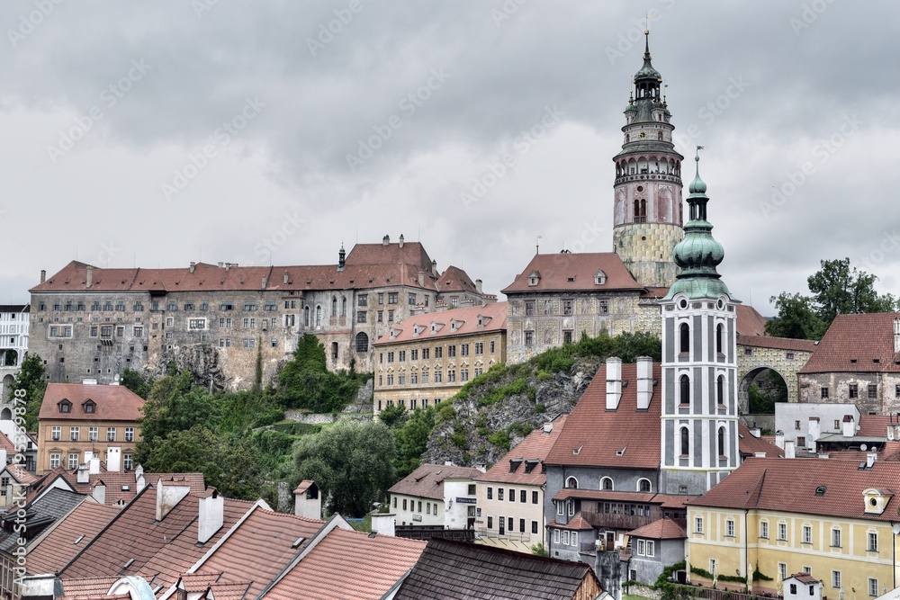 View of the historic center of the city named Cesky Krumlov (Czech Republic, Eastern Europe