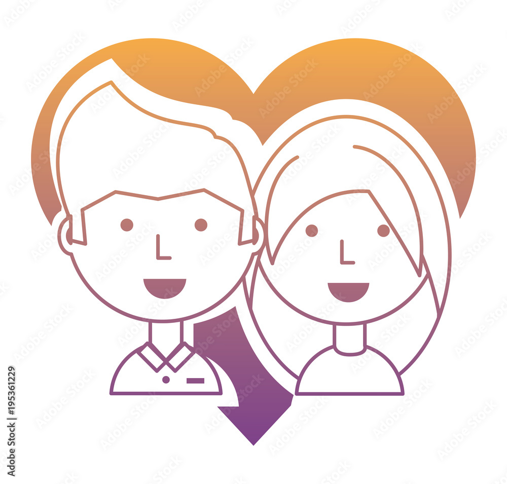 Heart with in love couple over white background, colorful design. vector illustration Heart with in love couple over white background, colorful design. vector illustration