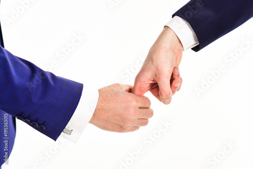 Fotografija Hands of two caucasian men interaction in gesture