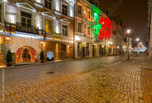 Vilnius. Old street at night.