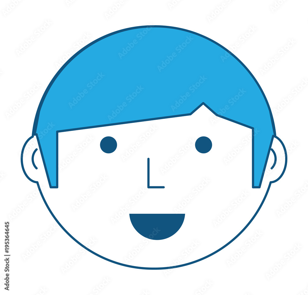 Cartoon man face icon over white background, vector illustration