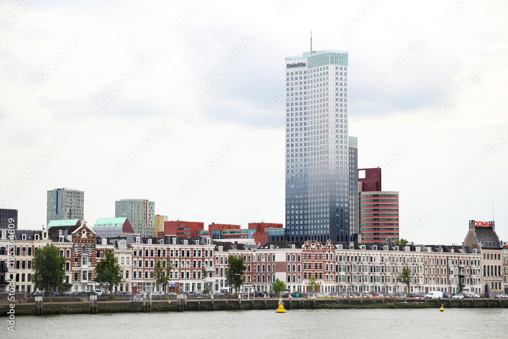 Exterior view of the Wijnhaven Street and the Witte Huis House. Rotterdam. Netherlands