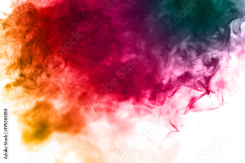 Fototapeta Naklejka Na Ścianę i Meble -  Abstract multicolored smoke on white background. Abstract bright colorful smoke on background. Color clouds.