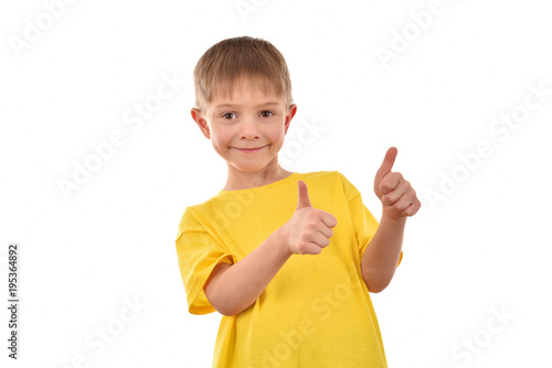 A boy isolated on white background. Happy childhood. A cheerful child.