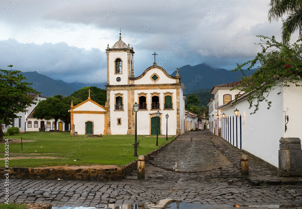 Fototapeta premium Famous church, Paraty, Rio de Janeiro, Brazil