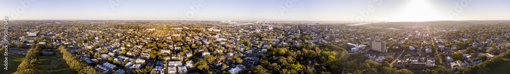 Obraz premium 360 degree aerial seamless panorama of Savannah, Georgia.