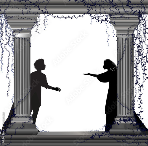 Shakespeare s play Romeo and Juliet, romantic date, silhouette, love story,