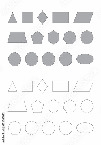 Basic flat geometric shapes
