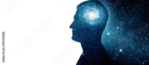 The universe within. Silhouette of a man with the space as a brain. The concept on scientific and philosophical topics. Elements of this image furnished by NASA