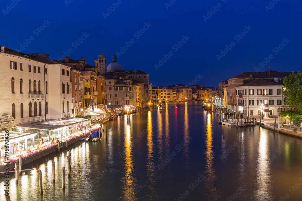 Venice / Night  view of the river canale and traditional venetian architecture