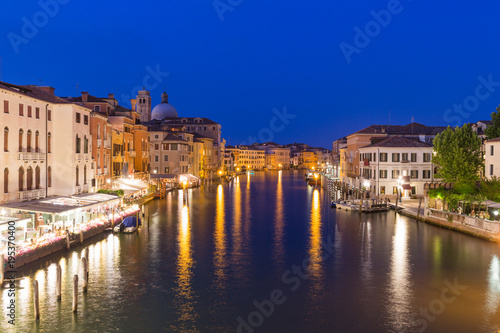 Venice   Night  view of the river canale and traditional venetian architecture