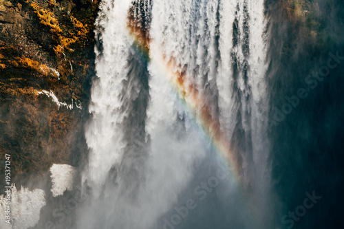 beautiful view of skogafoss waterfall, iceland © jon_chica