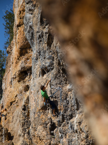 the rock-climber on a route
