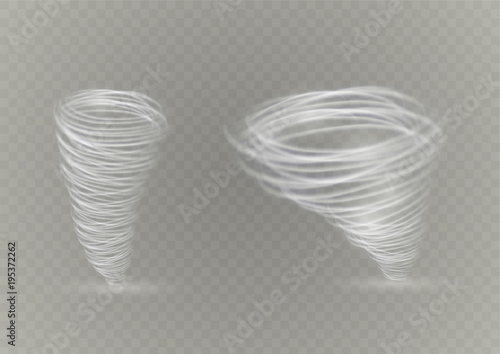 A glowing tornado. Rotating wind. Beautiful wind effect. Isolated on a transparent background. Vector illustration