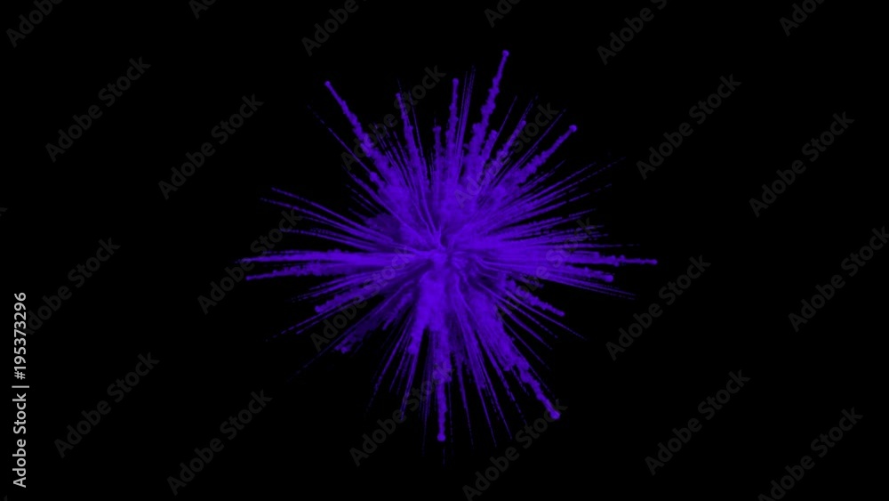 Animation of a colored explosion of a powderl. 3D rendering. Animation of a colored explosion of a powderl. 3D rendering.