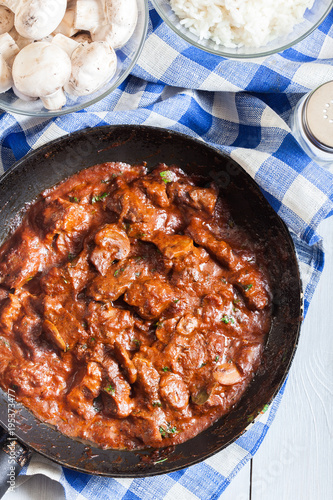 Beef Stroganoff with mushrooms photo