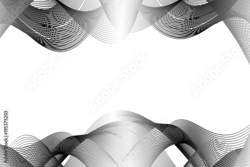 Abstract wave lines - black and white - vector pattern
